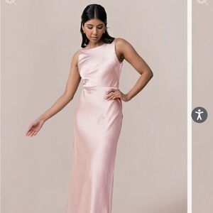 Revelry Blush Satin Maxi Dress